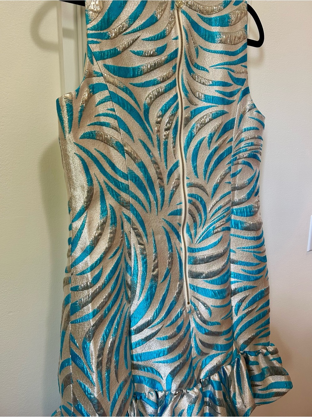 Lilly Pulitzer Faylinn Shift Dress Breezy Aqua Midnight Sparks Brocade 10 NWT - Picture 9 of 14
